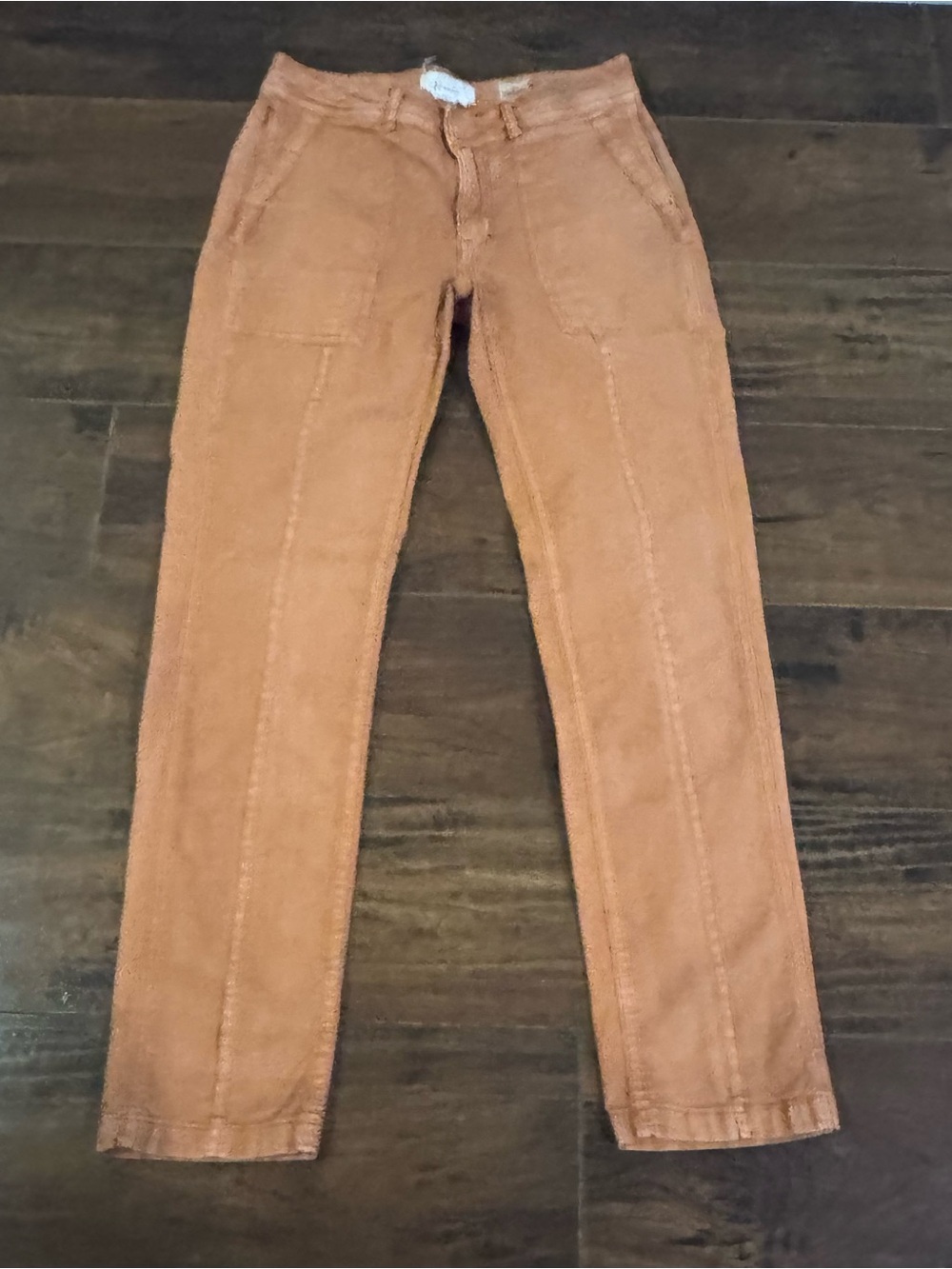 Anthropologie Women’s Rust Brown Cargo Pants Fall Cotton Linen Size 25 - Picture 1 of 7